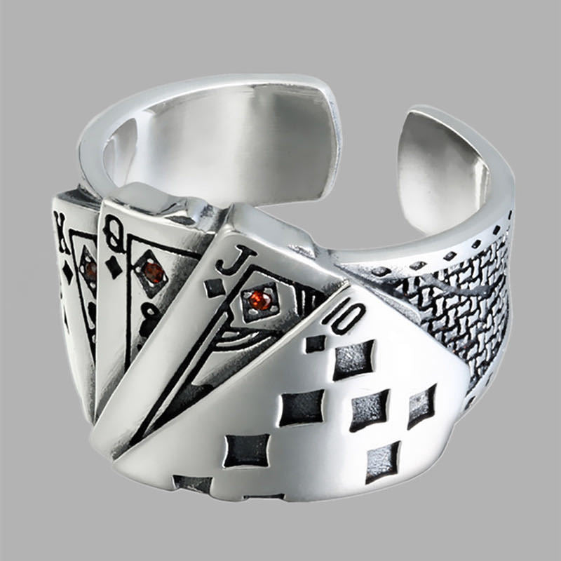 Poker Male Female Personality Domineering Retro Diamond Rings