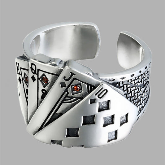 Poker Male Female Personality Domineering Retro Diamond Rings