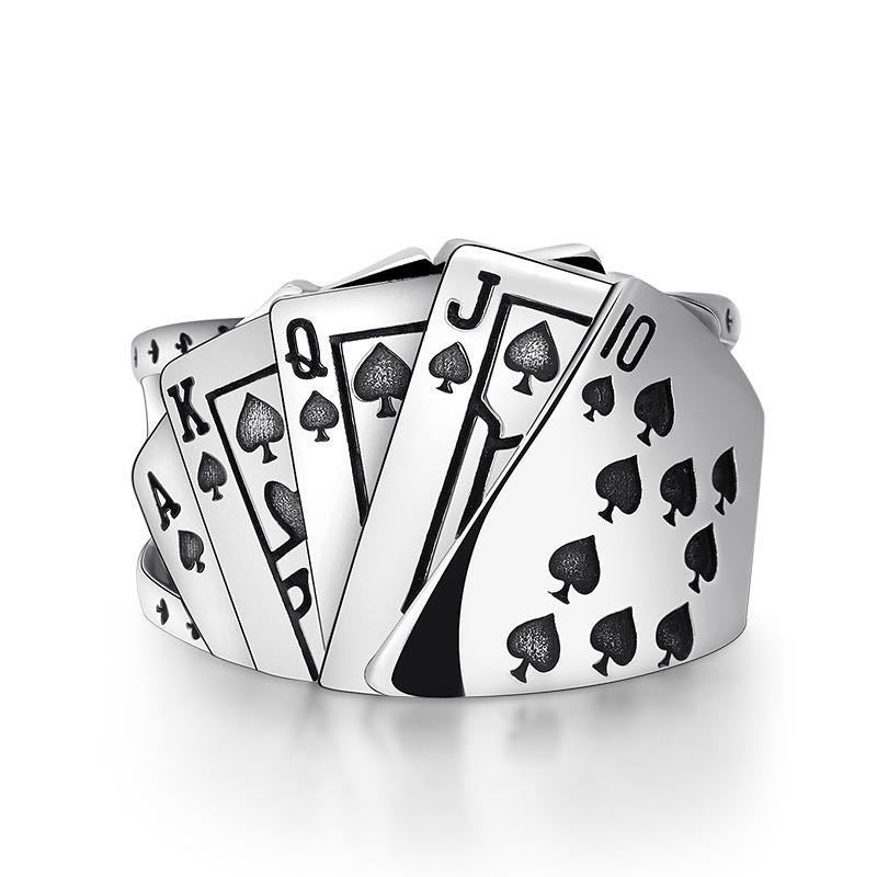 Poker Male Female Personality Domineering Retro Diamond Rings