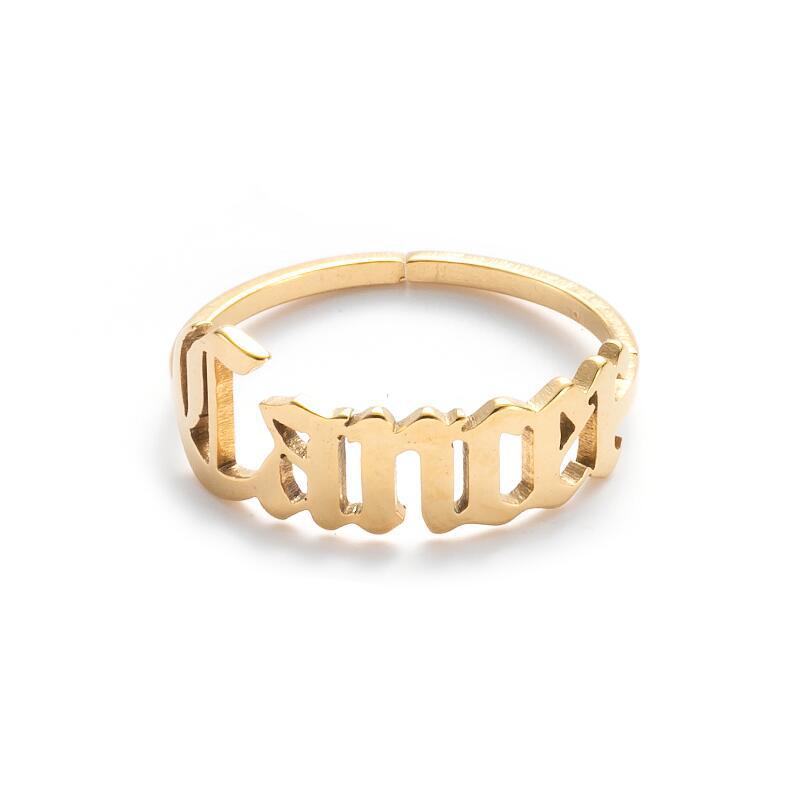 Female Retro Opening Simple English Letters Ring
