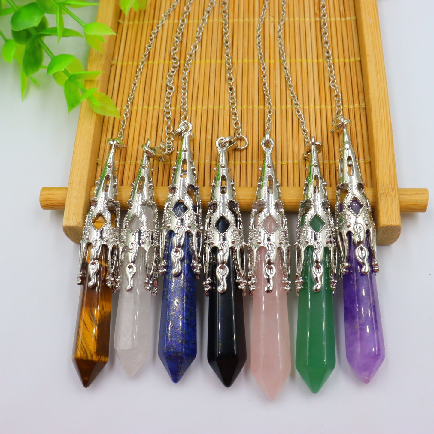 Prism Bullet Amethyst Spiritual Pendulum Meditation Necklaces