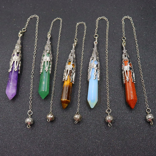 Prism Bullet Amethyst Spiritual Pendulum Meditation Necklaces