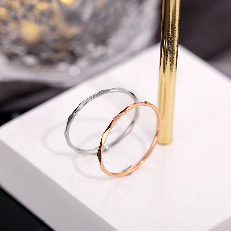 Fashion Titanium Steel Rose Gold Fine V-shaped Batch Rings