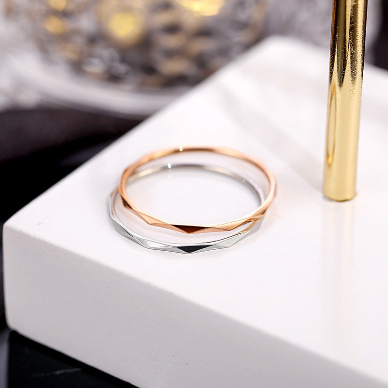 Fashion Titanium Steel Rose Gold Fine V-shaped Batch Rings