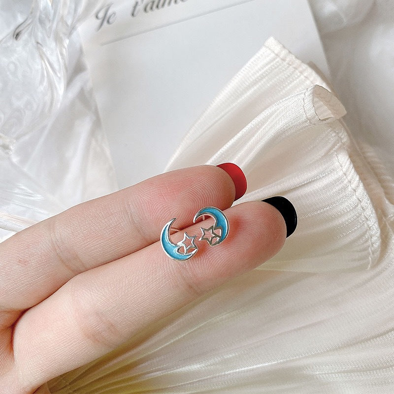 Sier Rainbow Love Design Color Simple Ear Bone Small Before Stud Earrings