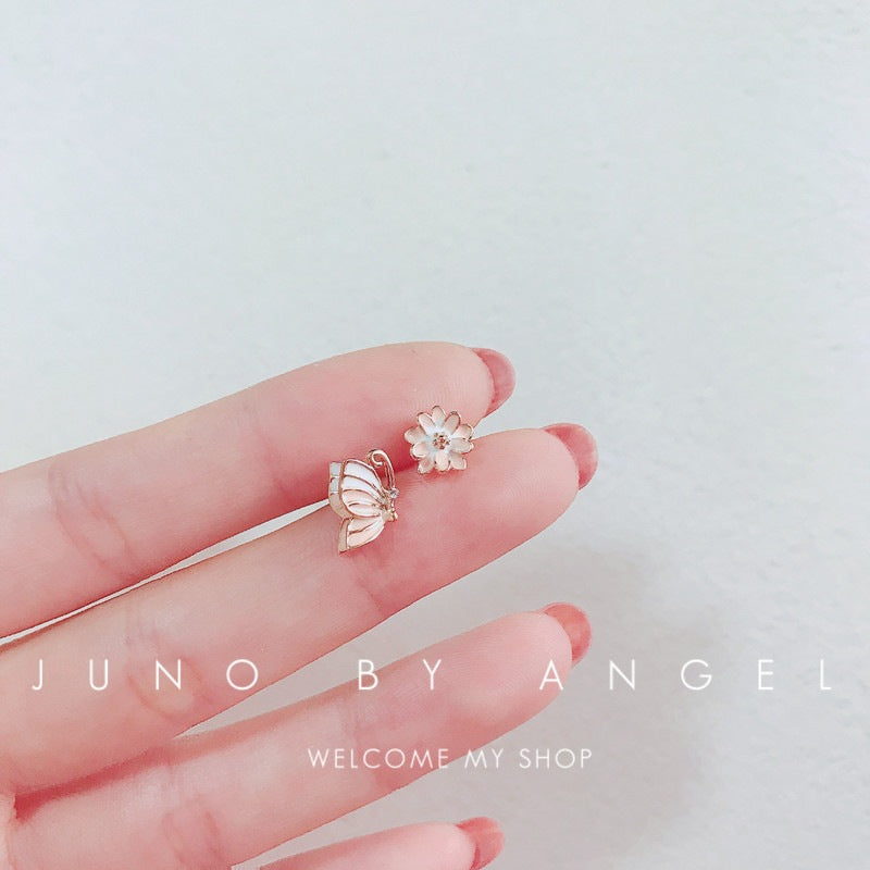Sier Rainbow Love Design Color Simple Ear Bone Small Before Stud Earrings