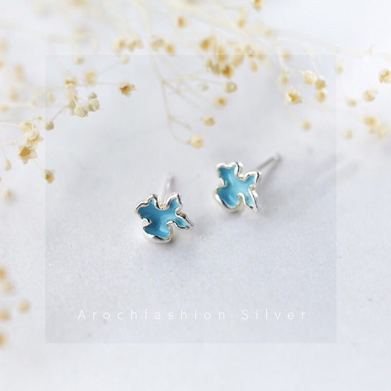 Sier Rainbow Love Design Color Simple Ear Bone Small Before Stud Earrings