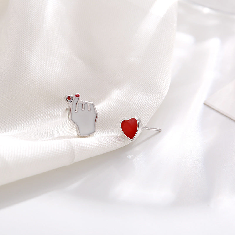 Sier Rainbow Love Design Color Simple Ear Bone Small Before Stud Earrings