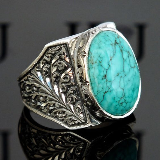 Innovative Attractive Stylish Men's Turquoise Personalized Ring