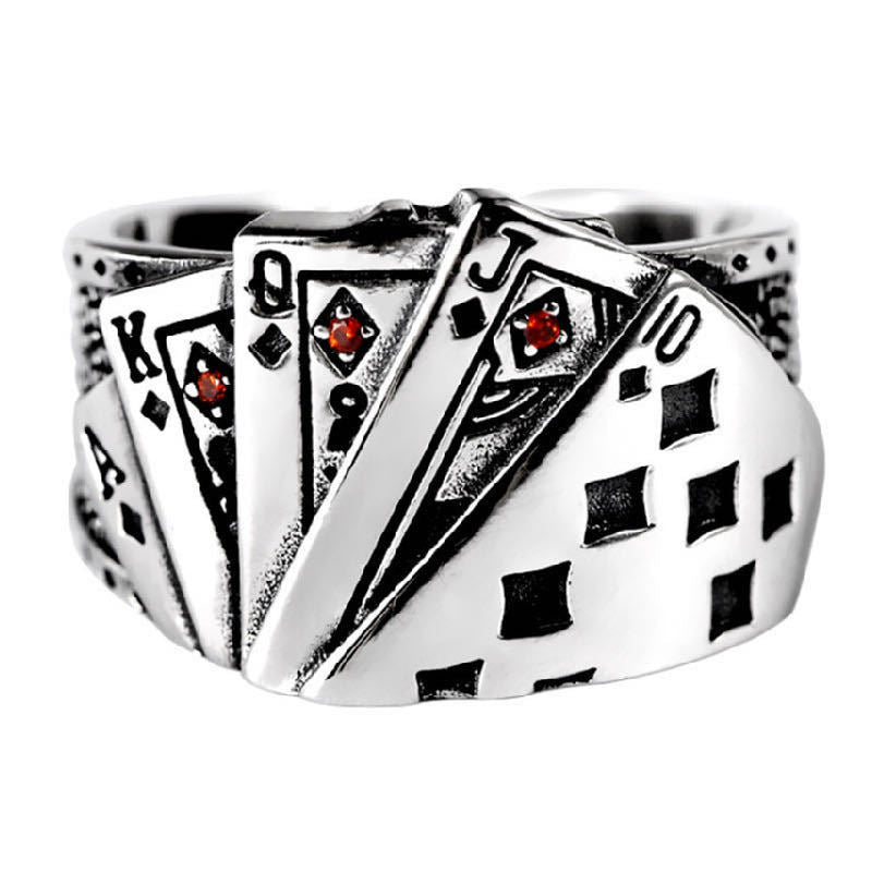 Poker Male Female Personality Domineering Retro Diamond Rings