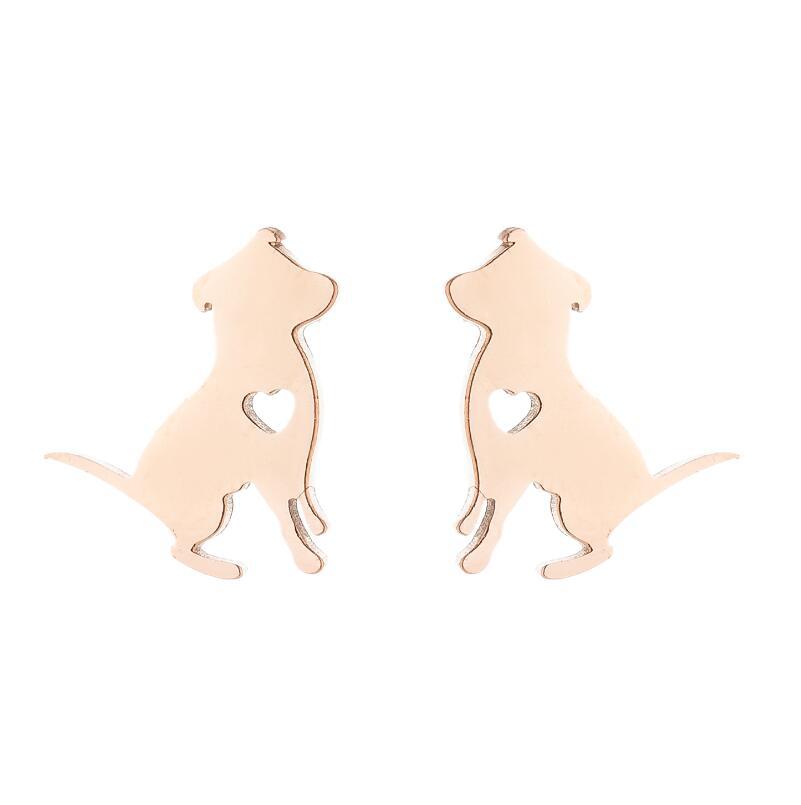 Female Korean Style Simple Stainless Steel Cat Earrings