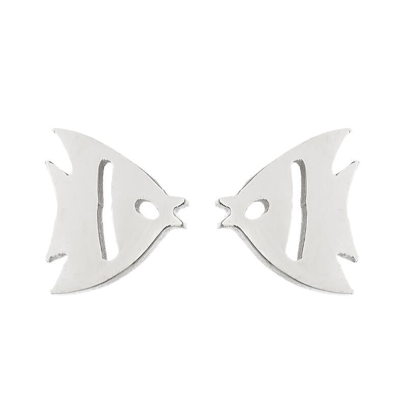 Female Korean Style Simple Stainless Steel Cat Earrings