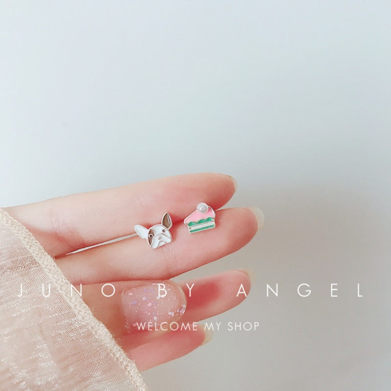 Sier Rainbow Love Design Color Simple Ear Bone Small Before Stud Earrings