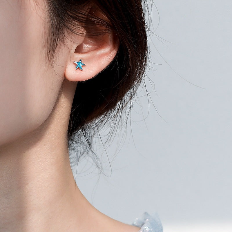 Sier Rainbow Love Design Color Simple Ear Bone Small Before Stud Earrings