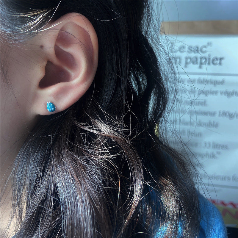 Sier Rainbow Love Design Color Simple Ear Bone Small Before Stud Earrings