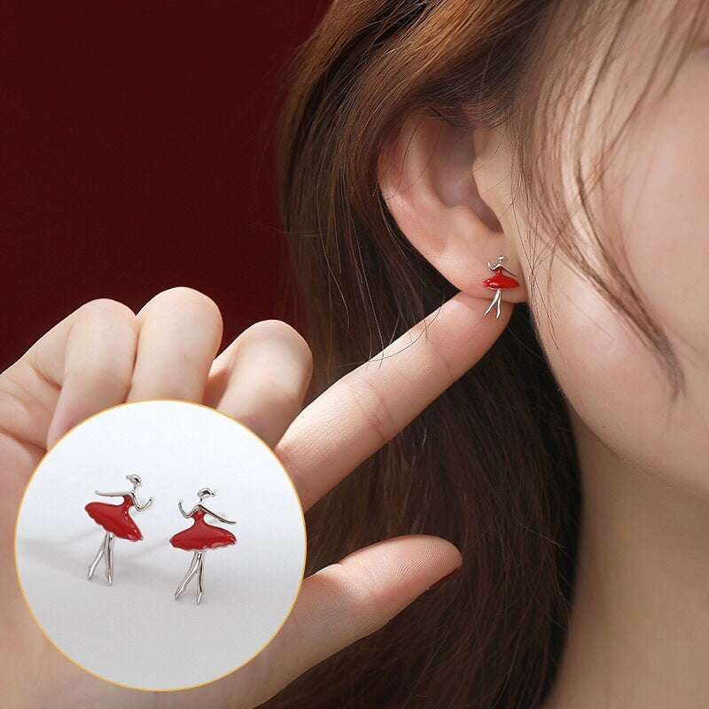 Sier Rainbow Love Design Color Simple Ear Bone Small Before Stud Earrings
