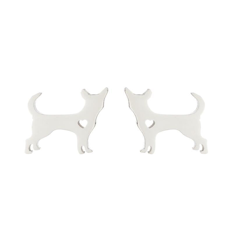 Female Korean Style Simple Stainless Steel Cat Earrings