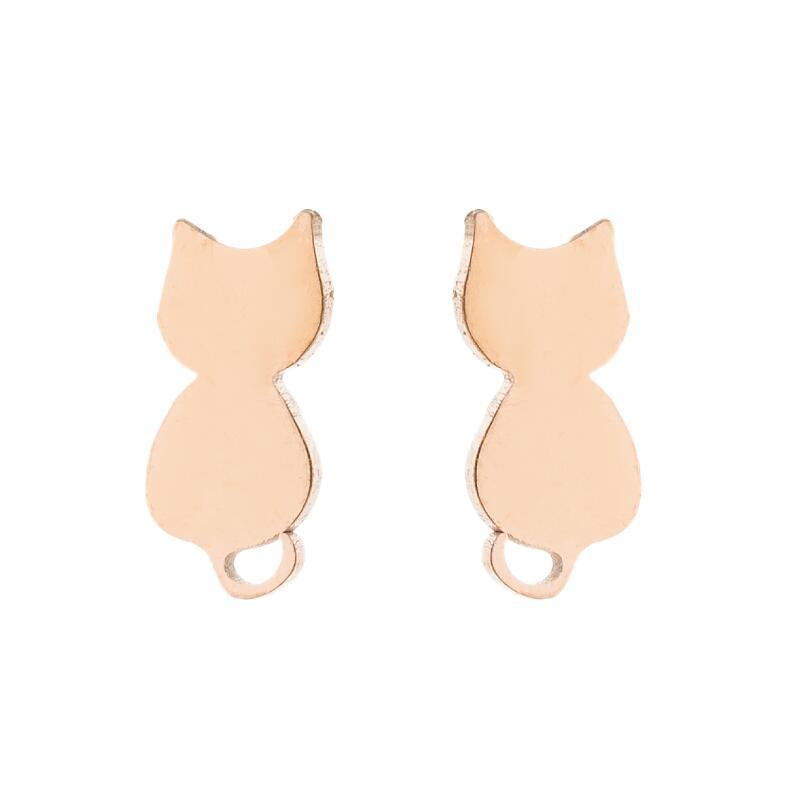 Female Korean Style Simple Stainless Steel Cat Earrings