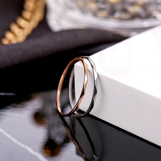 Fashion Titanium Steel Rose Gold Fine V-shaped Batch Rings