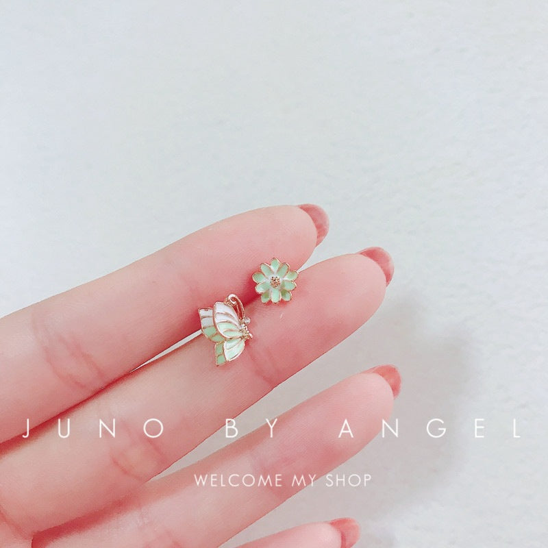 Sier Rainbow Love Design Color Simple Ear Bone Small Before Stud Earrings