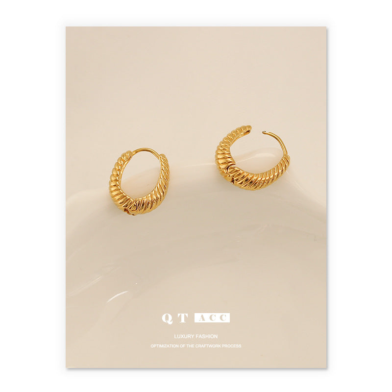 Women's Retention Brass Electroplated Real Gold Croissant Fashion Elegant Personalized Ear Buckle