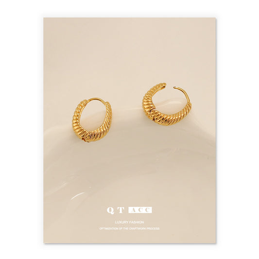 Women's Retention Brass Electroplated Real Gold Croissant Fashion Elegant Personalized Ear Buckle
