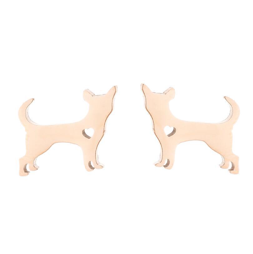 Female Korean Style Simple Stainless Steel Cat Earrings