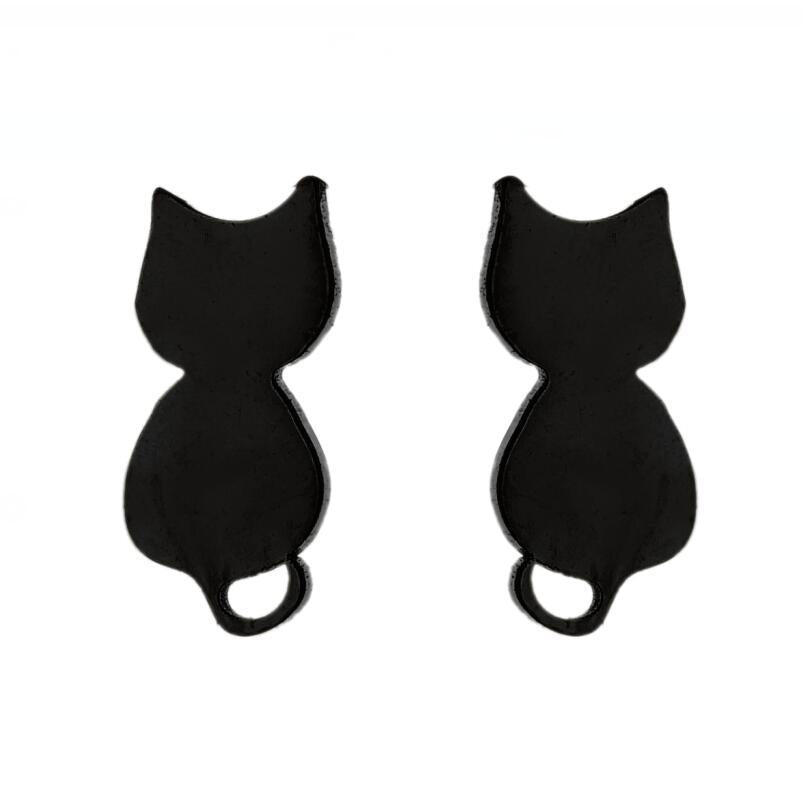 Female Korean Style Simple Stainless Steel Cat Earrings