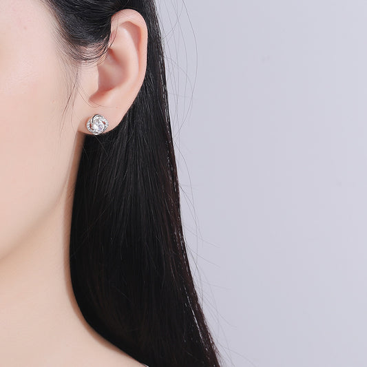 Women's Luxury Full Diamond Four Leaf Clover Ear Trendy Exquisite Versatile Stud Earrings