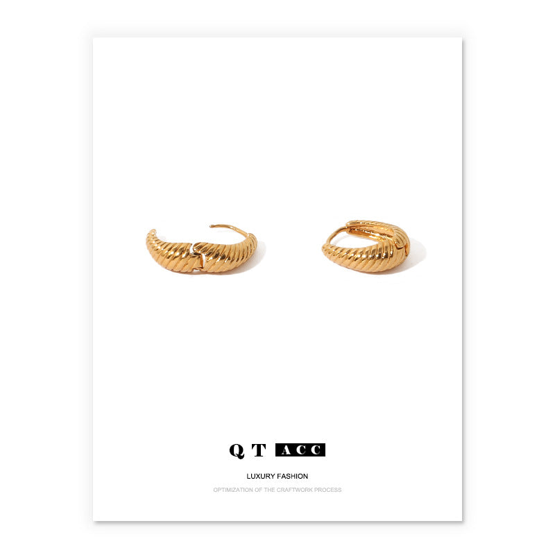 Women's Retention Brass Electroplated Real Gold Croissant Fashion Elegant Personalized Ear Buckle