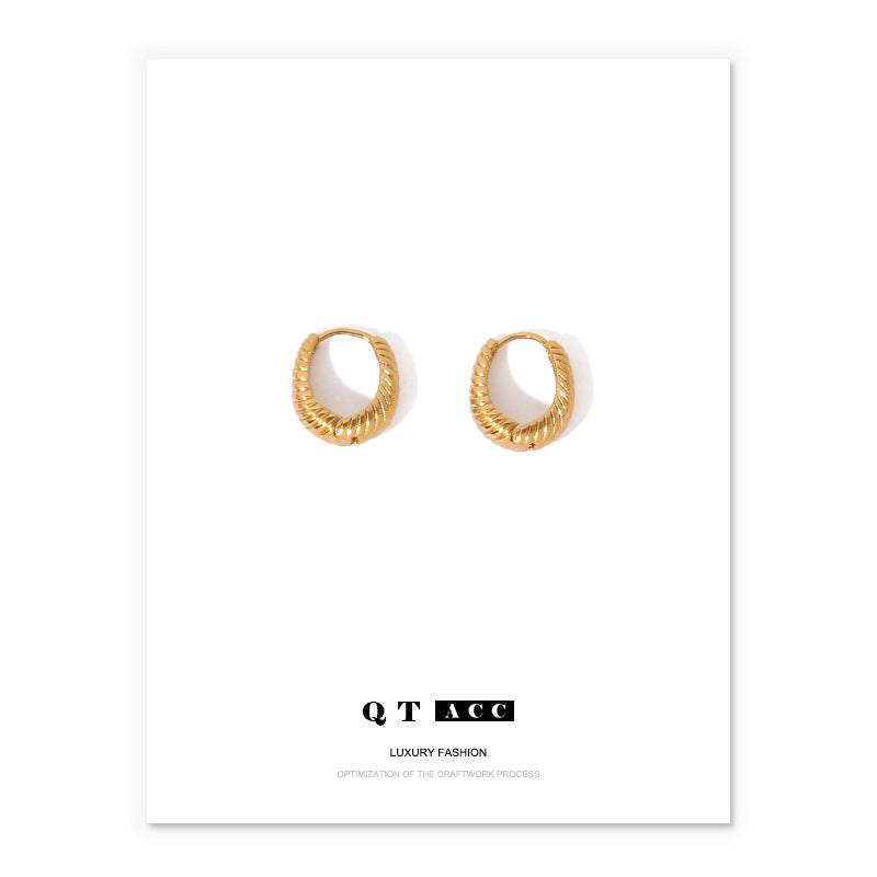 Women's Retention Brass Electroplated Real Gold Croissant Fashion Elegant Personalized Ear Buckle