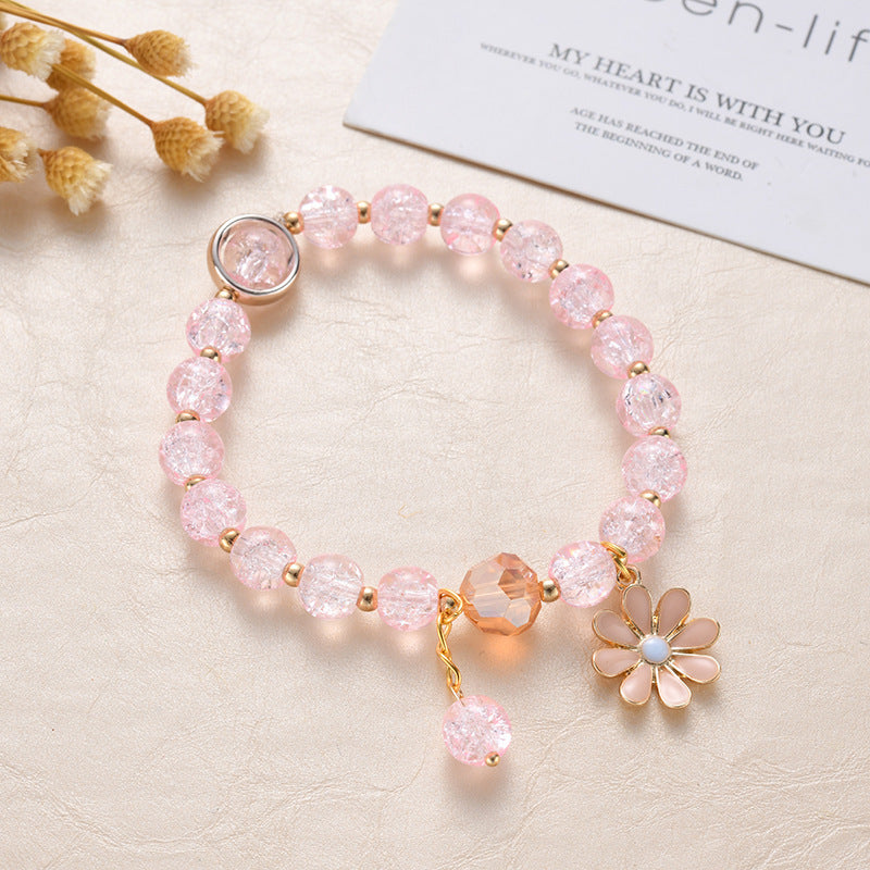 Cracked Cystal Crystal Female Pink Sunflower Sisters Girlfriends Little Bracelets