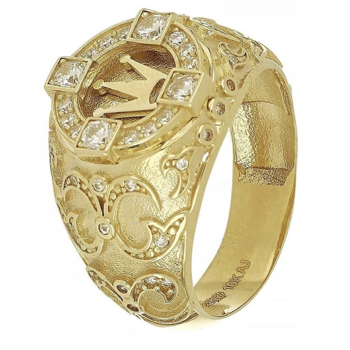 Gold-plated Crown Vintage Engraving Full Diamond Rings