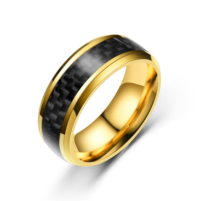 Women's & Men's Carbon Fiber Stainless Steel Fashion Personality Rings