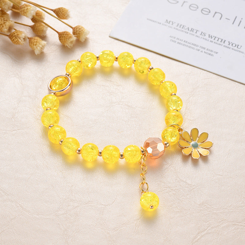 Cracked Cystal Crystal Female Pink Sunflower Sisters Girlfriends Little Bracelets