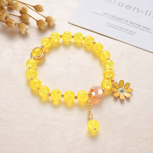 Cracked Cystal Crystal Female Pink Sunflower Sisters Girlfriends Little Bracelets