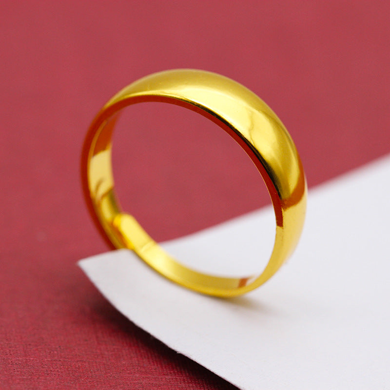 Women's & Men's Seal Thickened Gold-plated Smooth Opening Imitation Gold Rings