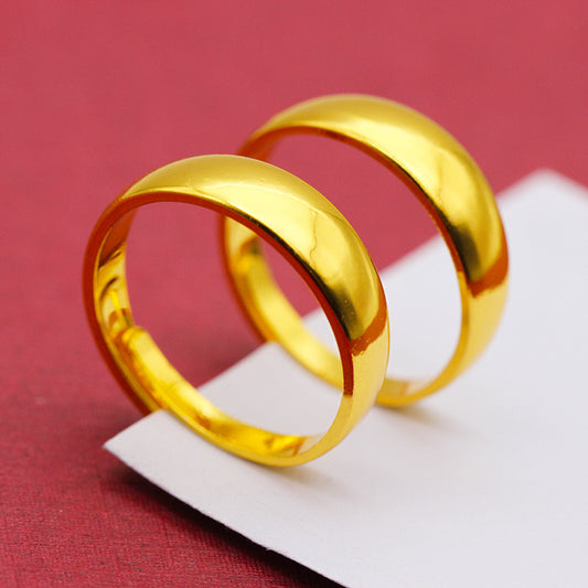 Women's & Men's Seal Thickened Gold-plated Smooth Opening Imitation Gold Rings