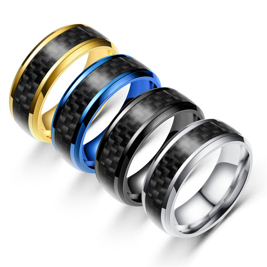 Women's & Men's Carbon Fiber Stainless Steel Fashion Personality Rings