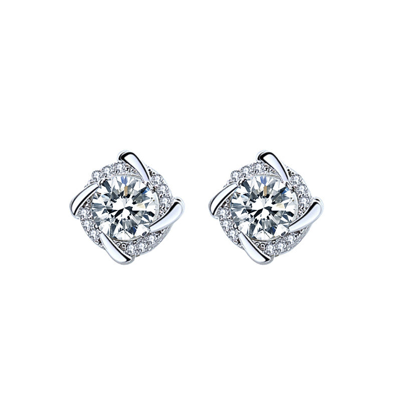 Women's Sterling Sier Windmill Simple Graceful Zircon Design Rings
