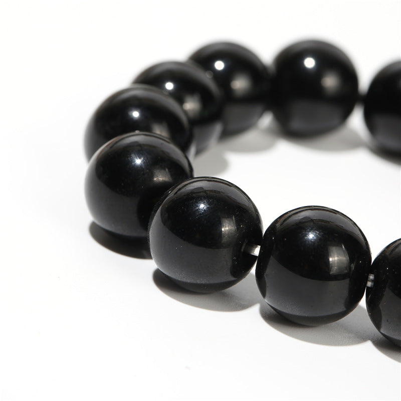 Black Single Circle Beads Imitation Obsidian Bracelets