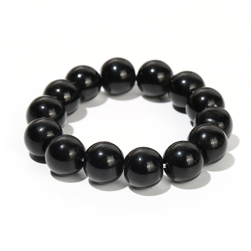 Black Single Circle Beads Imitation Obsidian Bracelets
