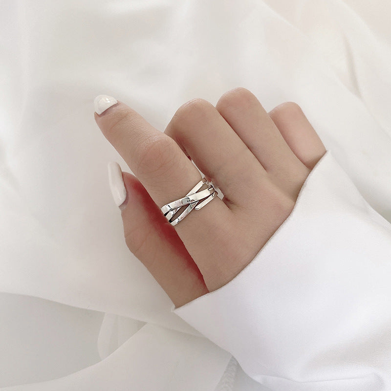 Sier Simple Retro Loving Heart With Opening Index Rings