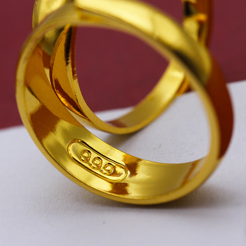 Women's & Men's Seal Thickened Gold-plated Smooth Opening Imitation Gold Rings