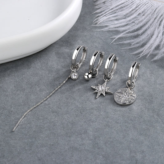 Women's Beads Asymmetric Stars Long Korean Style Niche Rice Earrings