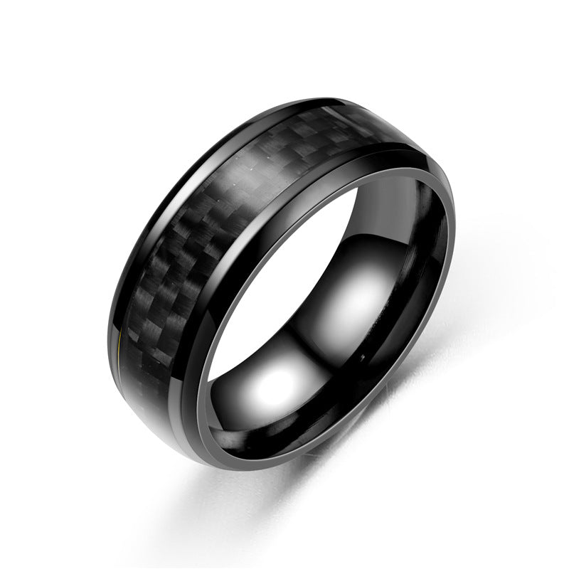 Women's & Men's Carbon Fiber Stainless Steel Fashion Personality Rings
