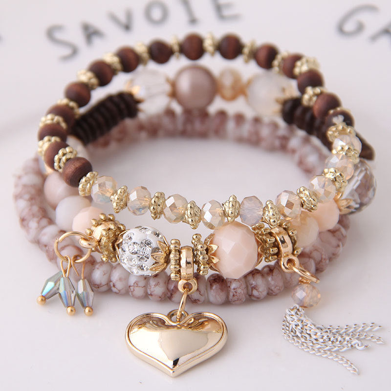 Creative Tassel Crystal Heart Vintage National Bracelets