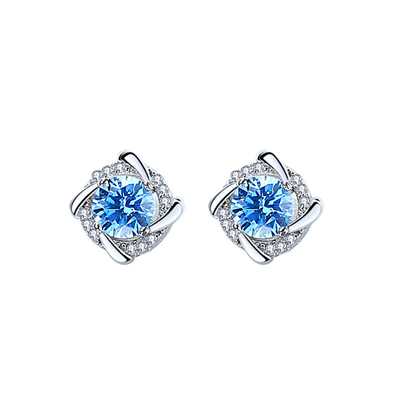 Women's Sterling Sier Windmill Simple Graceful Zircon Design Rings
