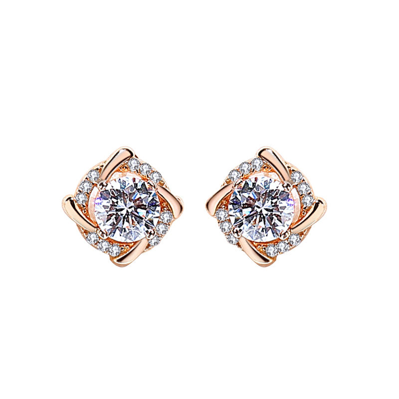 Women's Sterling Sier Windmill Simple Graceful Zircon Design Rings