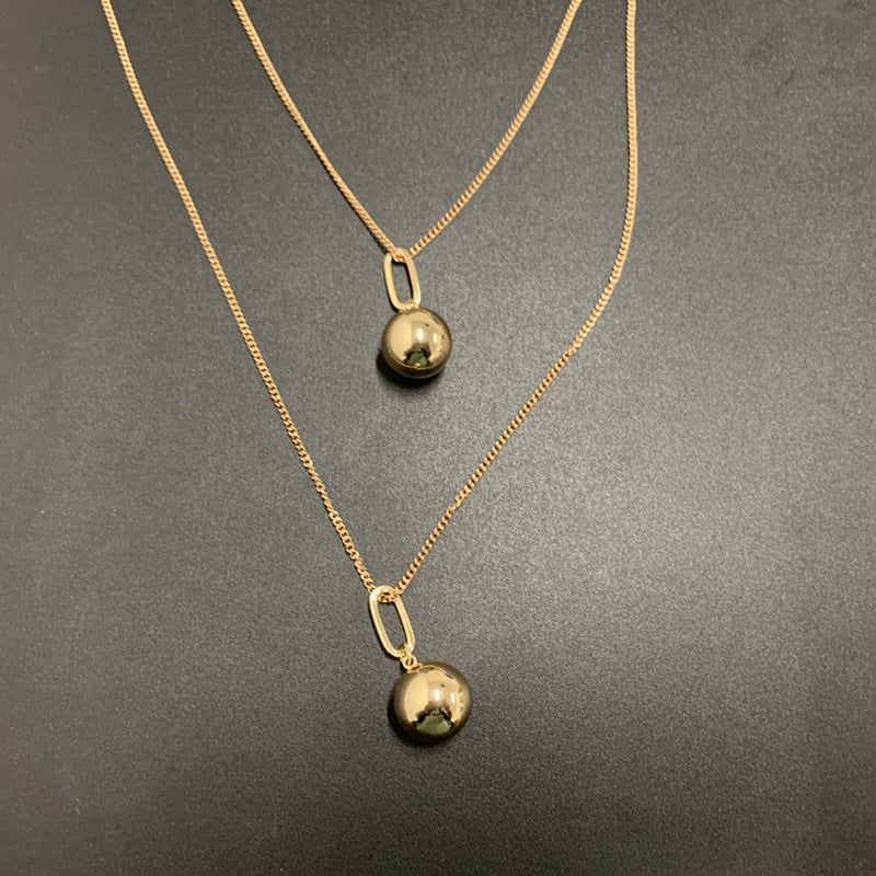 Women's Simple Metal Beads Vintage Gold Style Round Necklaces